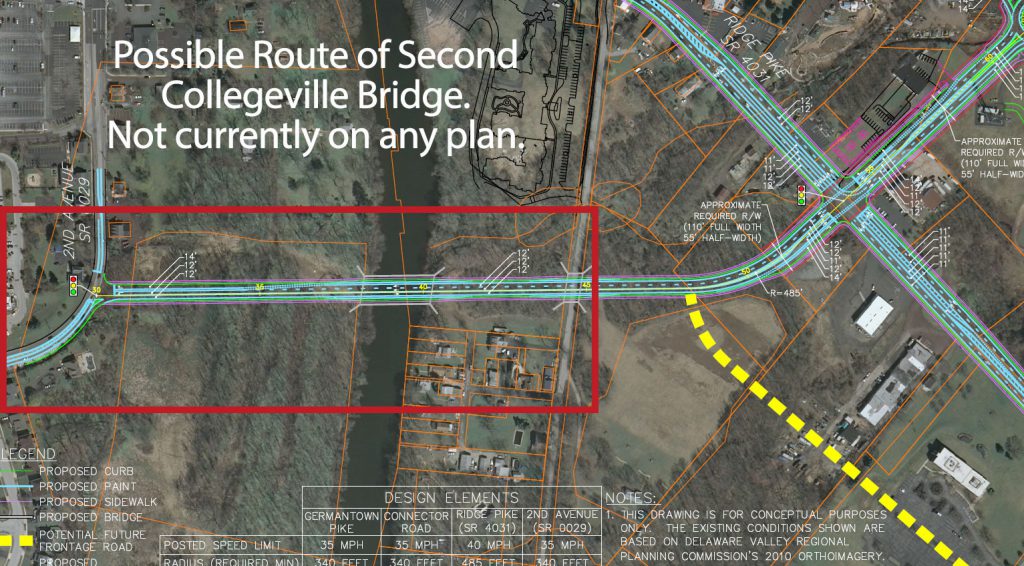 Possible route of a second Collegeville bridge.