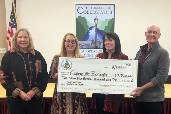 Rep. Joe Webster presents Collegeville Borough and Ursinus College with $2.5 million Grant check.